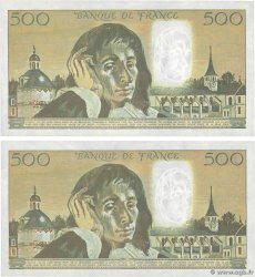 500 Francs PASCAL Consécutifs FRANCE  1988 F.71.39 AU+