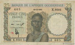 25 Francs AFRIQUE OCCIDENTALE FRANÇAISE (1895-1958)  1952 P.38 TB