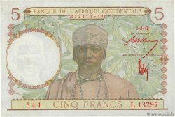 5 Francs FRENCH WEST AFRICA  1943 P.26 UNC