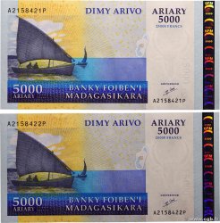 5000 Ariary Consécutifs MADAGASCAR  2009 P.091a