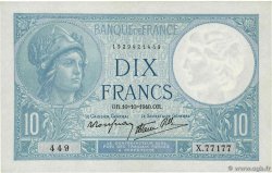 10 Francs MINERVE modifié FRANKREICH  1940 F.07.16 VZ+