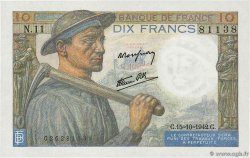 10 Francs MINEUR FRANKREICH  1942 F.08.04 fST+