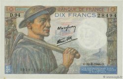 10 Francs MINEUR FRANKREICH  1944 F.08.12 fST+