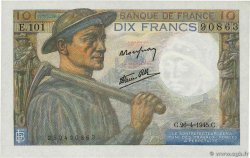 10 Francs MINEUR FRANCIA  1945 F.08.14 FDC