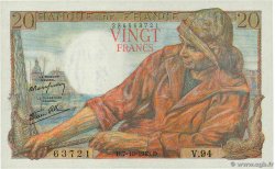 20 Francs PÊCHEUR FRANCE  1943 F.13.07 pr.SPL
