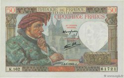 50 Francs JACQUES CŒUR FRANKREICH  1942 F.19.18 fST+