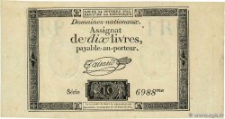 10 Livres filigrane républicain  FRANCE  1792 Ass.36b