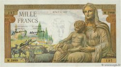 1000 Francs DÉESSE DÉMÉTER FRANKREICH  1943 F.40.15 fST+