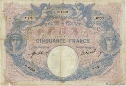 50 Francs BLEU ET ROSE FRANKREICH  1915 F.14.28 fS