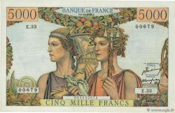 5000 Francs TERRE ET MER FRANCE  1949 F.48.02 XF-