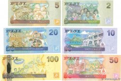 2 à 100 Dollars Lot FIJI  2011 P.109 à 114 AU+