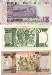 10, 20 et 50 Cedis Lot GHANA  1982 P.20d, P.24a et P.25 TTB+