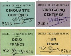 25, 50 Centimes et 1, 2 Francs Lot FRANCE Regionalismus und verschiedenen Graissessac 1914 JP.34-46/47/48/49 VZ