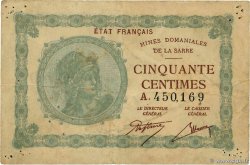 50 Centimes MINES DOMANIALES DE LA SARRE FRANCIA  1920 VF.50.01