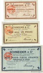 50 Centimes, 1 et 2 Francs Lot FRANCE régionalisme et divers Le Creusot 1914 JP.71-03/05/08 SUP