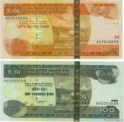 50 et 100 Birr Lot ETHIOPIA  2004 P.51b et P.52b UNC-