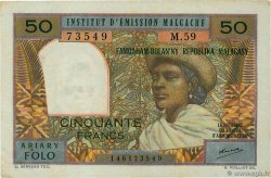 50 Francs - 10 Ariary MADAGASKAR  1962 P.061 fVZ