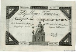 50 Livres FRANKREICH  1792 Ass.39a fST