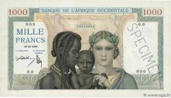 1000 Francs Spécimen FRENCH WEST AFRICA  1937 P.24s AU+