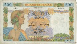 500 Francs LA PAIX FRANCE  1941 F.32.20 TB