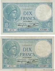 10 Francs MINERVE modifié Consécutifs FRANCIA  1939 F.07.06