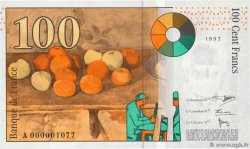 100 Francs CÉZANNE Petit numéro FRANCE  1997 F.74.01A NEUF