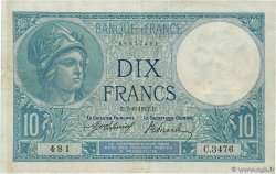 10 Francs MINERVE FRANCE  1917 F.06.02 VF-