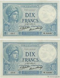 10 Francs MINERVE Consécutifs FRANCE  1930 F.06.14 TTB+