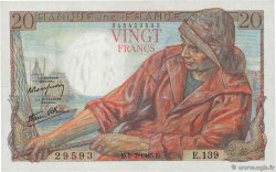 20 Francs PÊCHEUR FRANCE  1945 F.13.10 UNC-