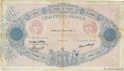 500 Francs BLEU ET ROSE FRANCIA  1937 F.30.38 MB