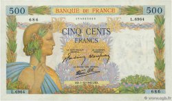 500 Francs LA PAIX FRANCE  1942 F.32.41 UNC-