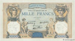 1000 Francs CÉRÈS ET MERCURE type modifié FRANKREICH  1939 F.38.37 VZ