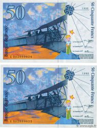 50 Francs SAINT-EXUPÉRY Consécutifs FRANCIA  1992 F.72.01b FDC