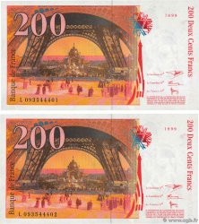 200 Francs EIFFEL Consécutifs FRANCIA  1999 F.75.05 AU