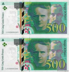 500 Francs PIERRE ET MARIE CURIE Consécutifs FRANCE  2000 F.76.05 XF+