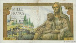 1000 Francs DÉESSE DÉMÉTER FRANCE  1943 F.40.19 VF