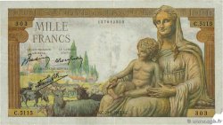 1000 Francs DÉESSE DÉMÉTER FRANCE  1943 F.40.22 TB