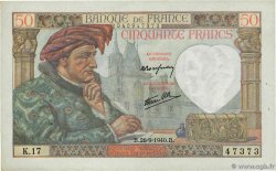 50 Francs JACQUES CŒUR FRANCIA  1940 F.19.03 EBC