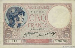 5 Francs FEMME CASQUÉE FRANCIA  1926 F.03.10 BC+