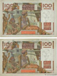 100 Francs JEUNE PAYSAN Consécutifs FRANCIA  1954 F.28.43 q.SPL