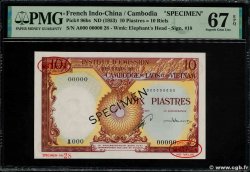 10 Piastres - 10 Riels Spécimen INDOCHINE FRANÇAISE  1942 P.096as NEUF