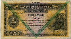 5 Livres LIBANO  1939 P.027c