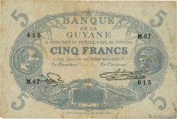 5 Francs Cabasson bleu FRENCH GUIANA  1942 P.01e fS