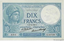 10 Francs MINERVE FRANCE  1927 F.06.12a SPL