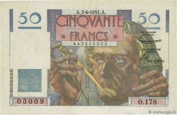 50 Francs LE VERRIER FRANCE  1951 F.20.18 pr.SUP