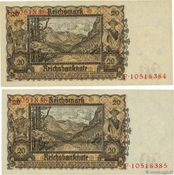 20 Reichsmark Consécutifs GERMANIA  1939 P.185 SPL