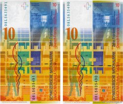 10 Francs Consécutifs SUISSE  2008 P.67c pr.NEUF