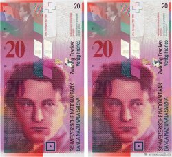 20 Francs Consécutifs SWITZERLAND  2008 P.69e