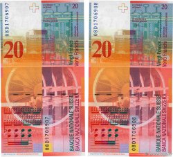 20 Francs Consécutifs SUISSE  2008 P.69e pr.NEUF