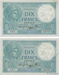 10 Francs MINERVE modifié Lot FRANCE  1940 F.07.21